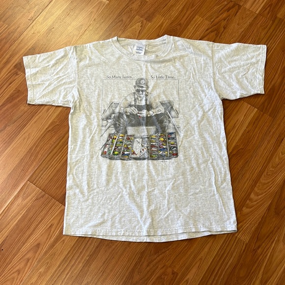 Santee Gold Light Gray Fishing Tshirt Large - Picture 1 of 4